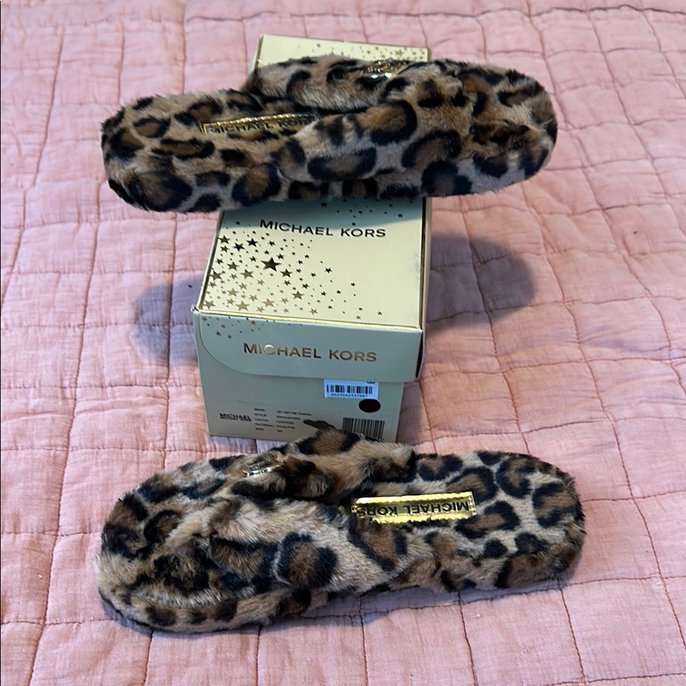 Michael Kors Leopard Print Slippers
